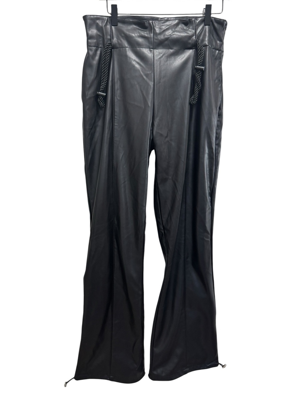 Manière De Voir Rope Tie Black Faux Leather Trousers Size 8 NWT Brand New - Picture 2 of 14